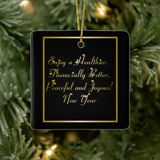Happy New Year Ceramic Ornament (Tree)