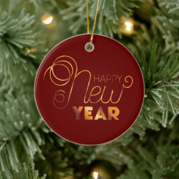 Happy New Year Ceramic Ornament