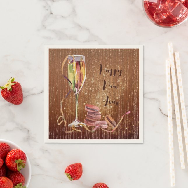 Happy New Year Champagne and Cookies  Napkin (Insitu)