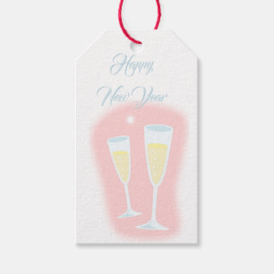 Happy new year champagne gift tags