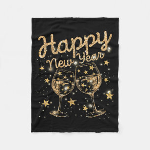 Happy New Year Champagne New Years Men Women  Fleece Blanket