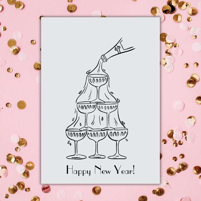 Happy New Year Champagne Tower Card (Creator Uploaded)