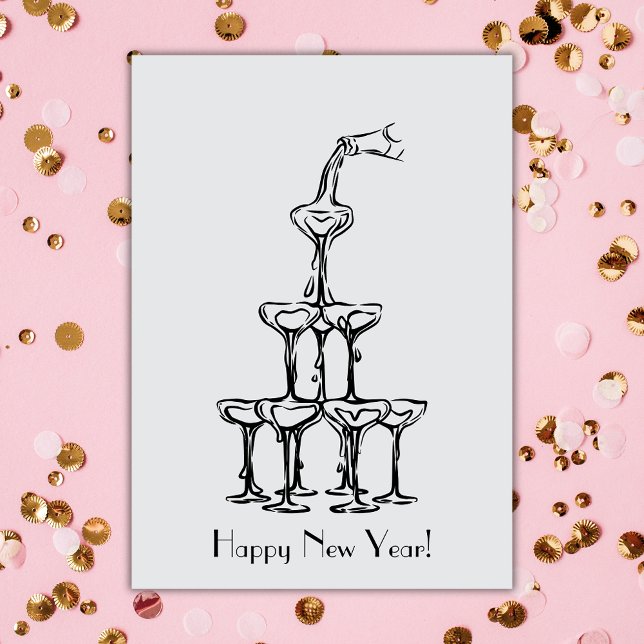 Happy New Year Champagne Tower Card (Creator Uploaded)
