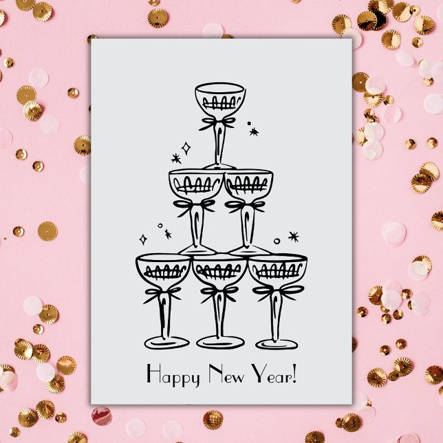 Happy New Year Champagne Tower Greeting Card (Creator Uploaded)