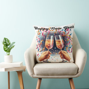 Happy New Year, champagne wishes Cushion