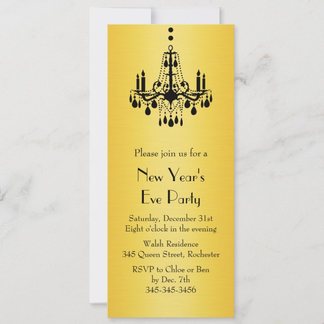 Happy New Year Chandelier Party Invitation (Front)