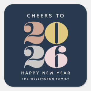 Happy New Year Cheer Blue Sticker