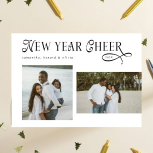 Happy New Year Cheer Modern Family  Photo Collage Holiday Card