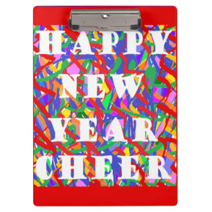 Happy New Year Cheer seasonal design bright colour Clipboard