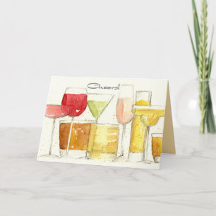 Happy New Year Cheers Cocktail Glasses Spatter Card
