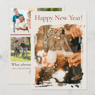 Happy New Year Cheers Fun Photo Collage Holiday Card