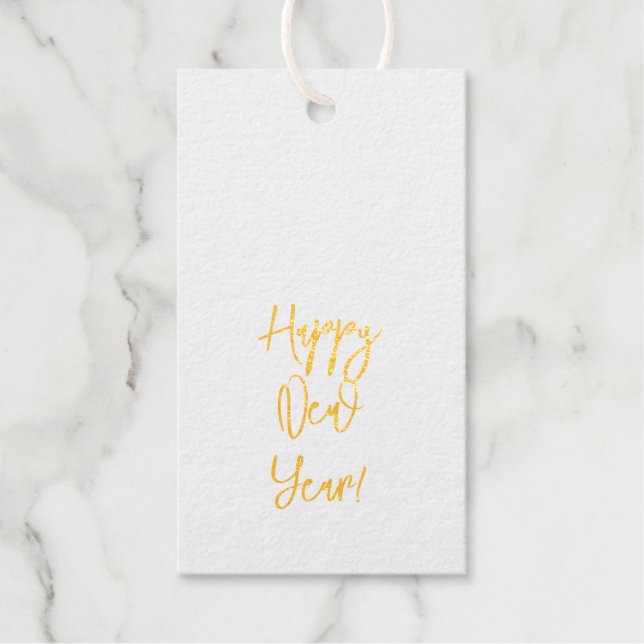 Happy New Year! Chic Text Foil Gift Tag  (Front)