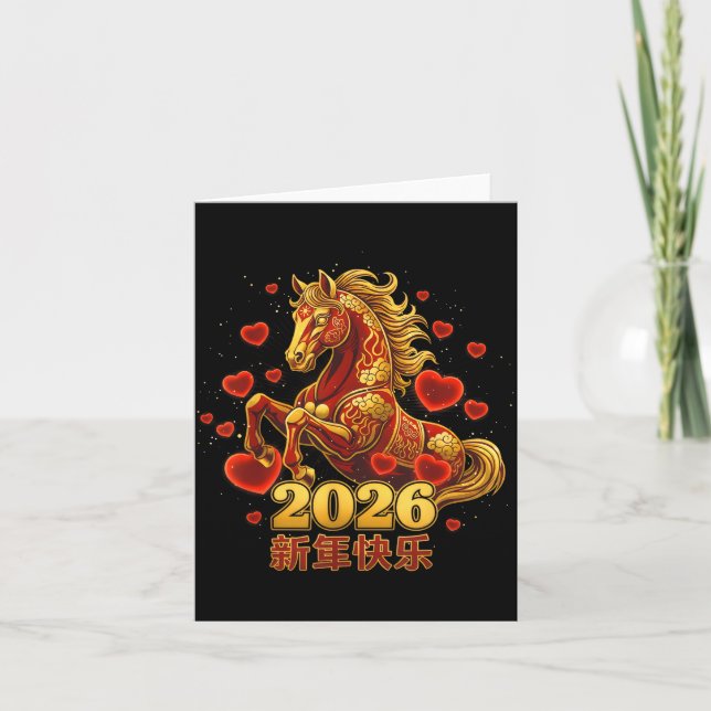 Happy New Year Chinese 2026 -year Of The Horse Cut Card (Front)