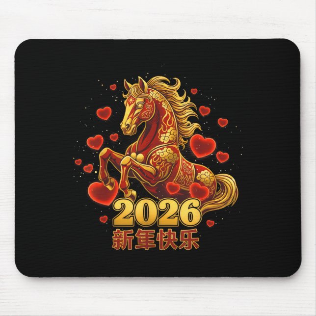 Happy New Year Chinese 2026 -year Of The Horse Cut Mouse Pad (Front)
