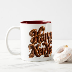 Happy New Year Chocolate Caramel Two-Tone Coffee Mug