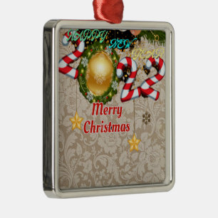 Happy New Year, Christmas, 2022 Invitation Ceramic Metal Ornament