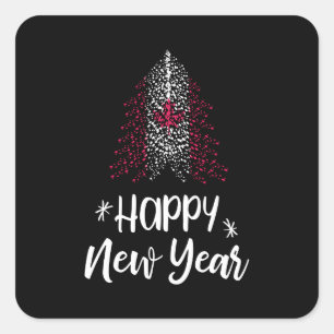 Happy New Year Christmas tree with Canadian flag Square Sticker