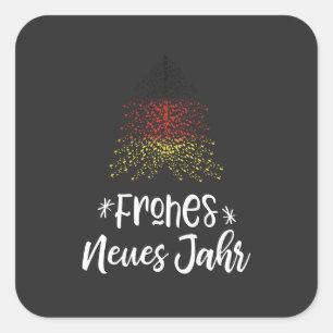 Happy New Year Christmas tree with German flag Square Sticker