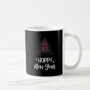 Happy New Year Christmas tree with UK flag Coffee Mug