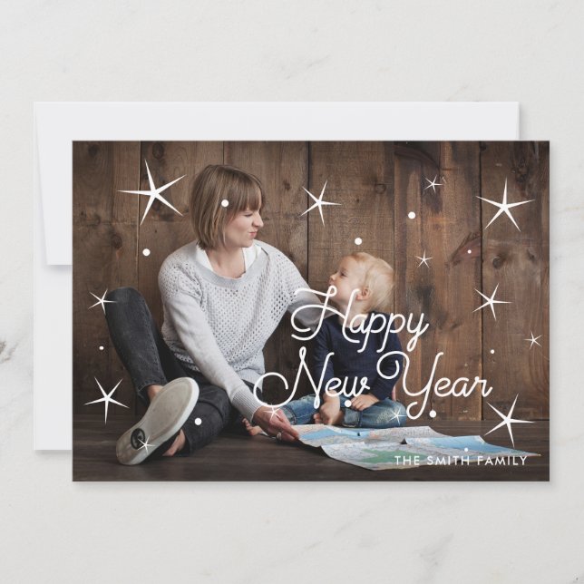 Happy New Year classic family photo Holiday Card (Front)