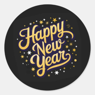 Happy New Year Classic Round Sticker