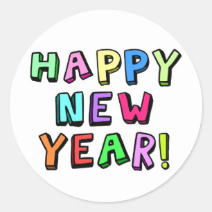 Happy New Year Classic Round Sticker