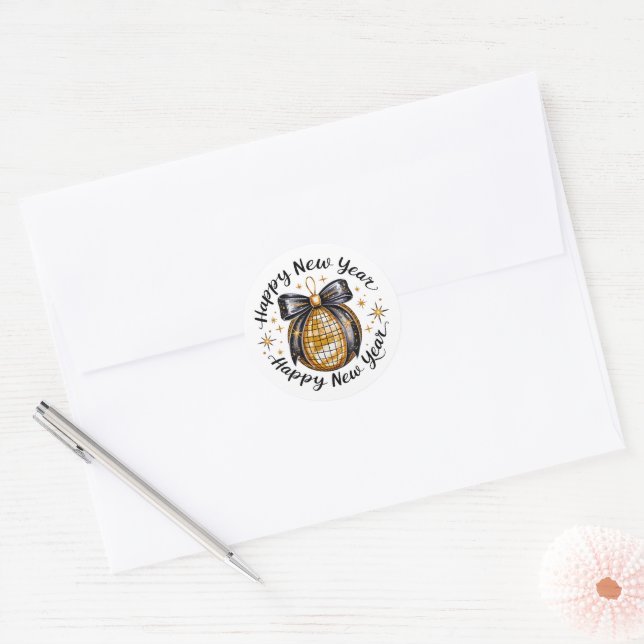 Happy New Year  Classic Round Sticker (Envelope)