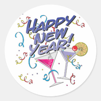 Happy New Year Classic Round Sticker