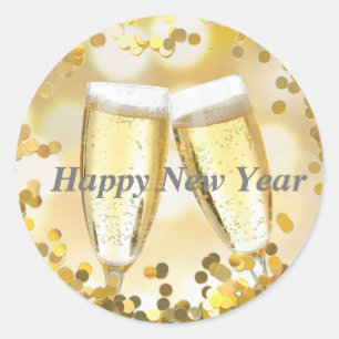 Happy New Year Classic Round Sticker