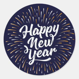 Happy New Year  Classic Round Sticker