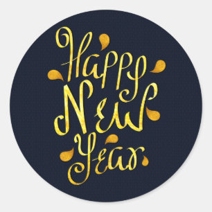 Happy New Year Classic Round Sticker