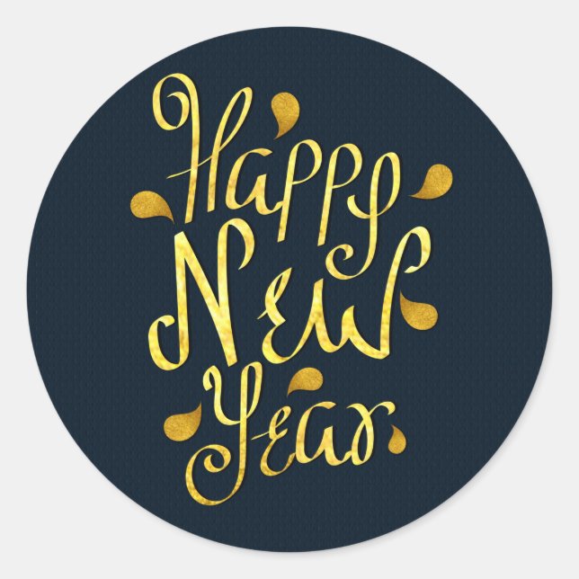 Happy New Year Classic Round Sticker (Front)