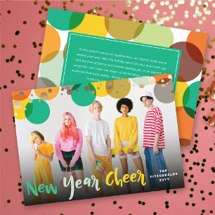 Happy New Year Colourful & Fun Confetti Dots Photo Holiday Card
