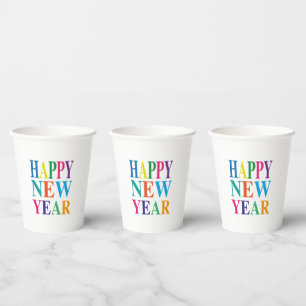 Happy New Year  Colourful   Paper Cups