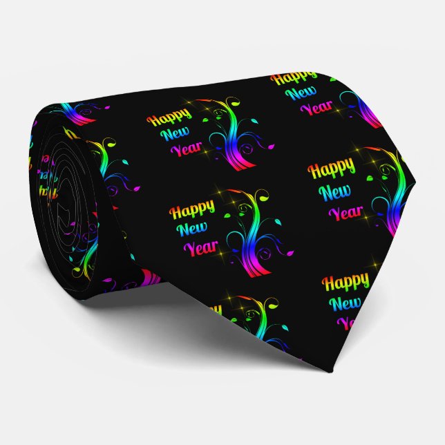 Happy New Year colourful Tie (Rolled)