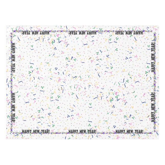 Happy New Year -  Confetti and Party Hats Tablecloth (Front (Horizontal))