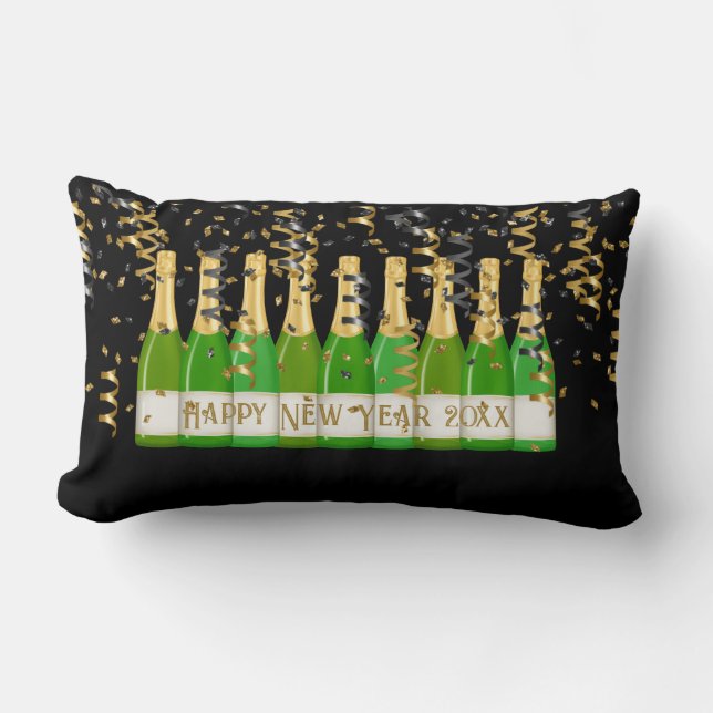 Happy New Year Confetti Bottles Celebration Fun  Lumbar Cushion (Front)