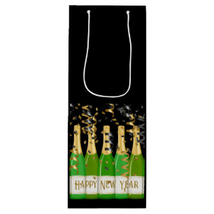 Happy New Year Confetti Bottles Celebration Fun  Wine Gift Bag