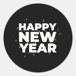 Happy New Year Confetti NYE New Years Eve Classic Round Sticker