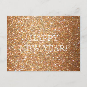 Happy New Year! Copper Glitter Glamour Party Postcard