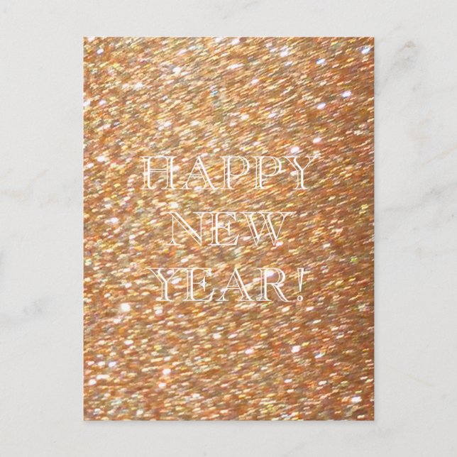 Happy New Year! Copper Glitter Glamour Party Postcard (Front)