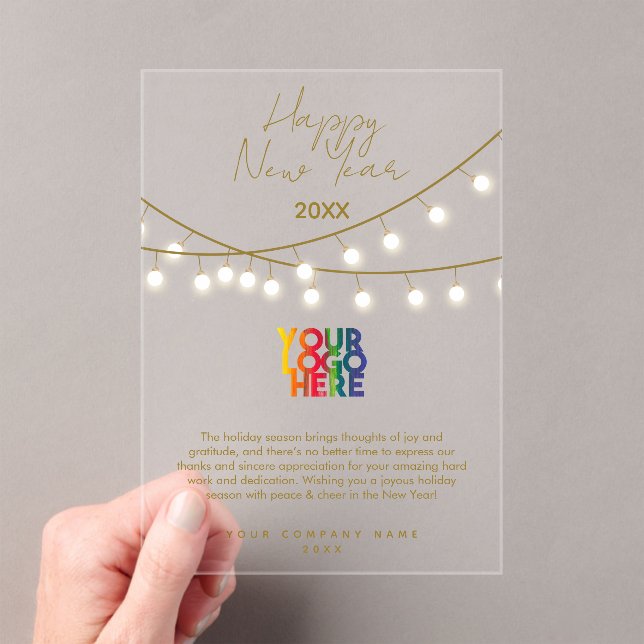 Happy New Year Corporate Business Logo Holiday Acrylic Invitations (Insitu (Handheld))