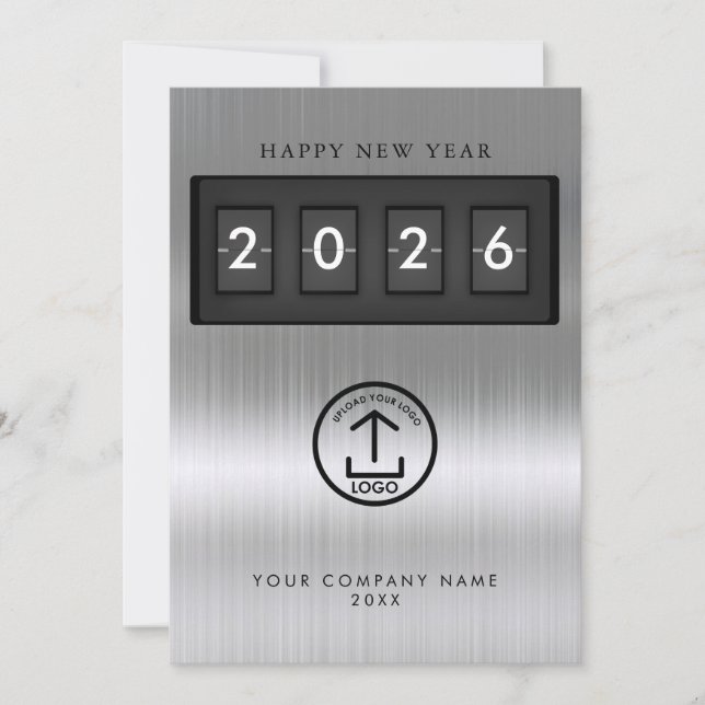 Happy New Year Corporate Business Logo Metallic (Front)