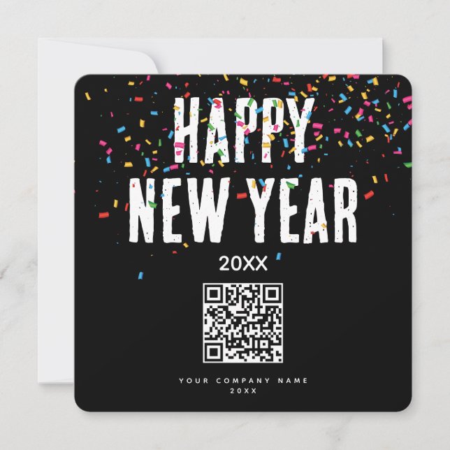 Happy New Year Corporate Business QR Code Holiday (Front)