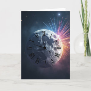 Happy New Year Cosmic Clock Card