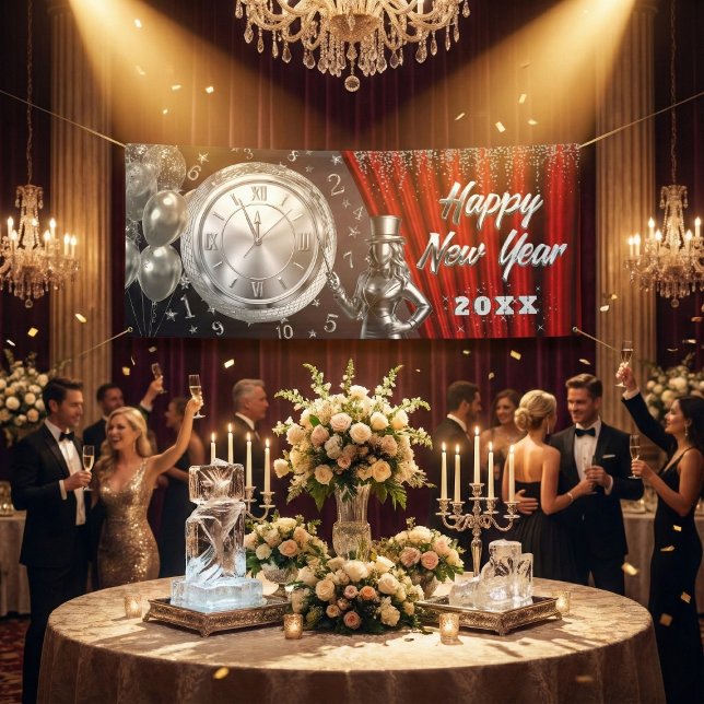 Happy New Year Countdown Silver and Red Banner (Creator Uploaded)