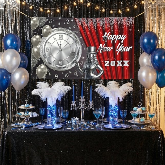 Happy New Year Countdown Silver and Red Banner (Creator Uploaded)