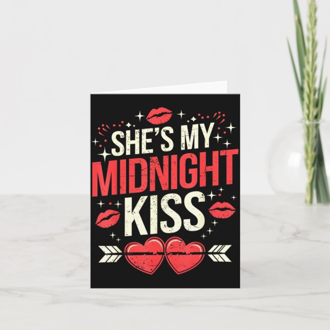 Happy New Year Couples She's My Midnight Kiss Vale Card (Front)