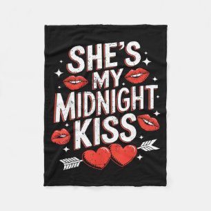 Happy New Year Couples She's My Midnight Kiss Vale Fleece Blanket