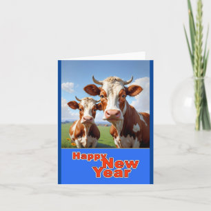 happy new year cows thank you card